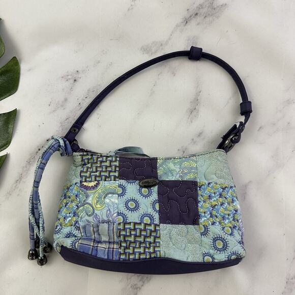 Donna Sharp Vintage y2k Quilted Mini Shoulder Bag Purse Purple Blue Patchwork - Picture 1 of 7